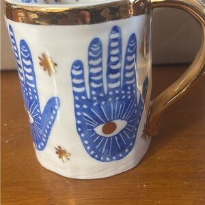 Anthropologie White Mug with evil eye